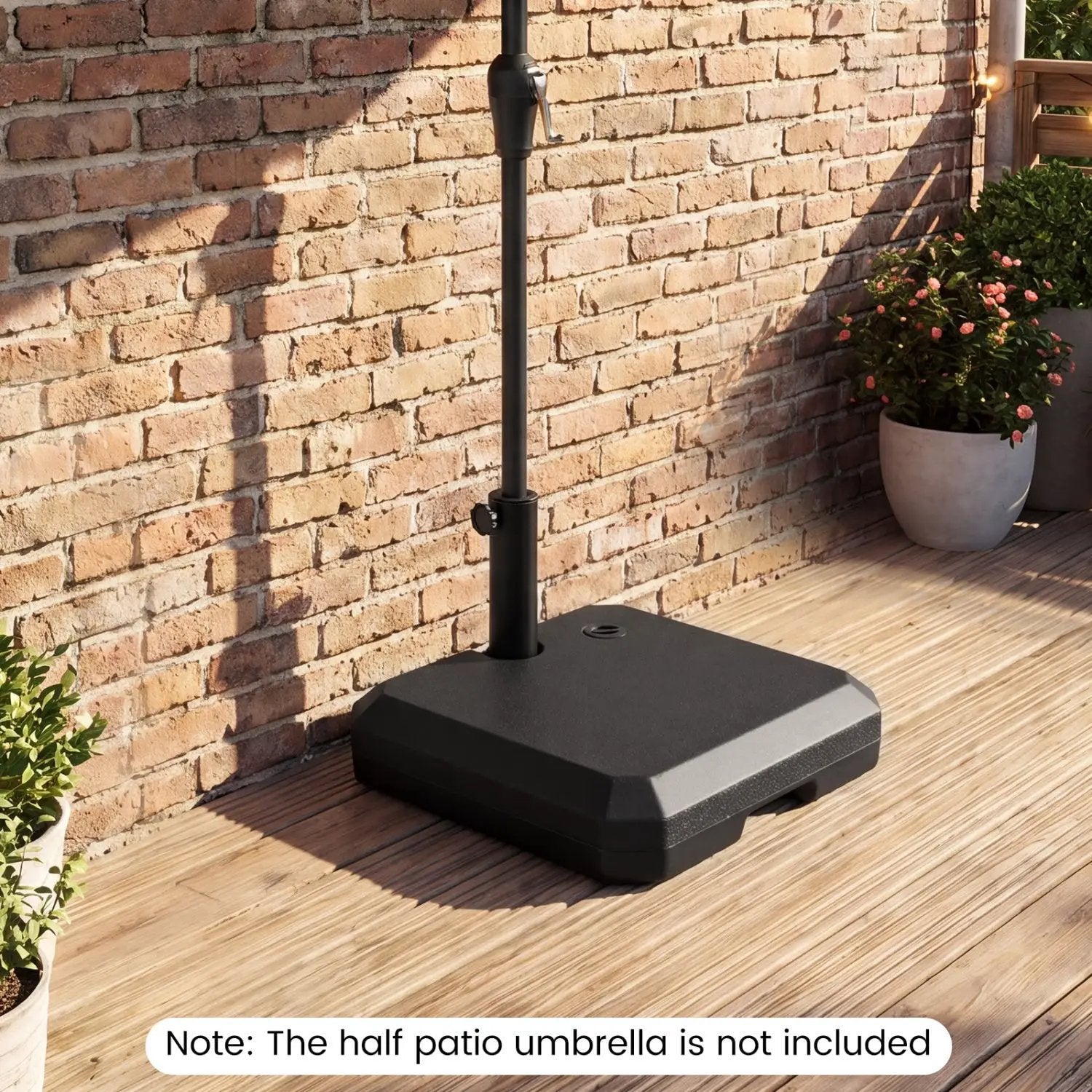 Umbrella Base for Half Patio Umbrellas 48.5 lbs Water & Sand Fillable Umbrella Stand by DirectDeals