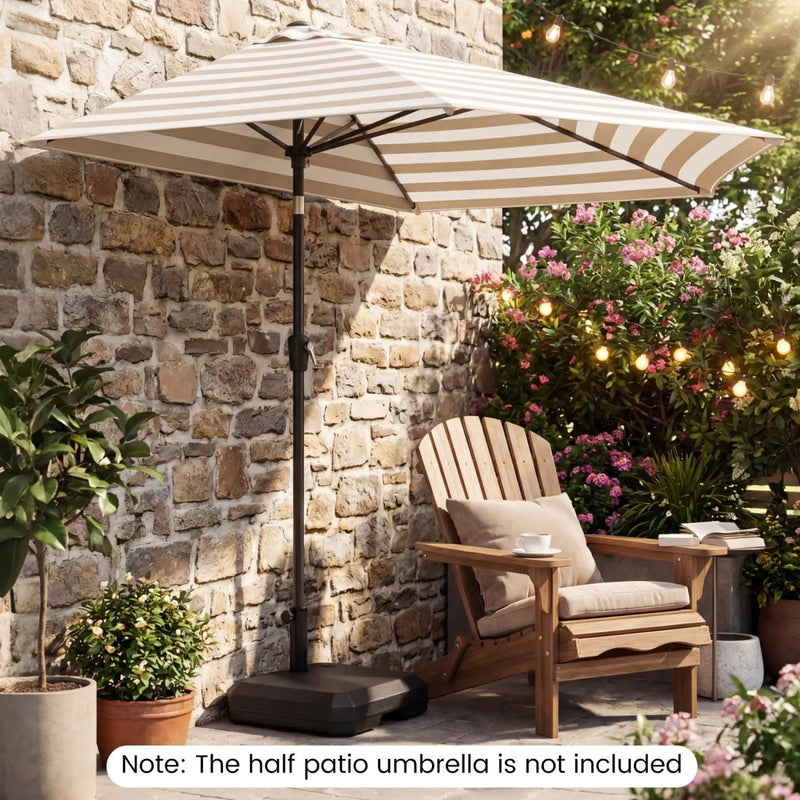 Umbrella Base for Half Patio Umbrellas 48.5 lbs Water & Sand Fillable Umbrella Stand by DirectDeals