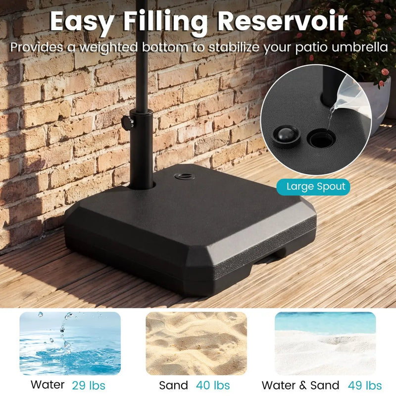 Umbrella Base for Half Patio Umbrellas 48.5 lbs Water & Sand Fillable Umbrella Stand by DirectDeals