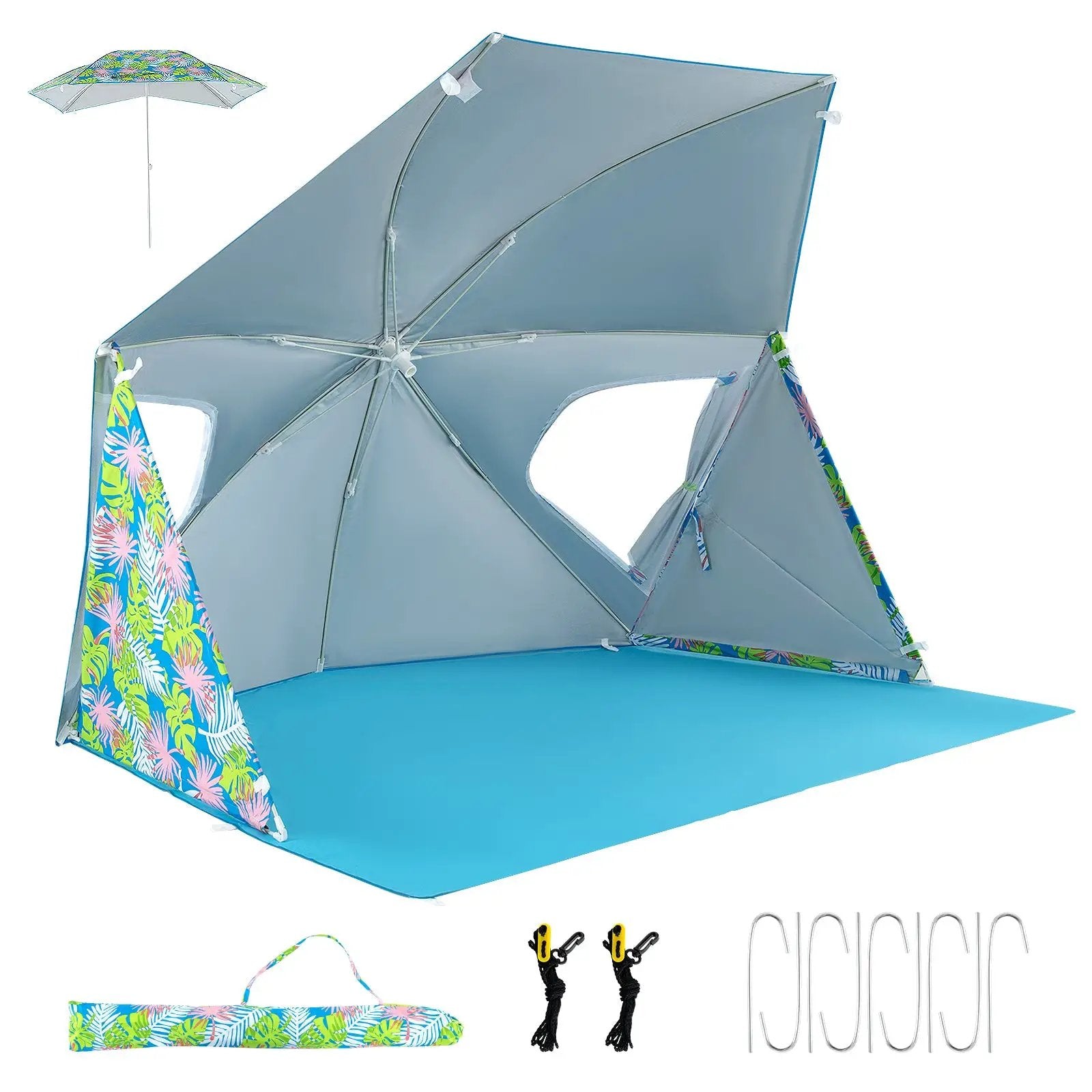 UPF50+ Sun Protection Beach Umbrella Tent with Portable Carrying Bag-Blue by DirectDeals