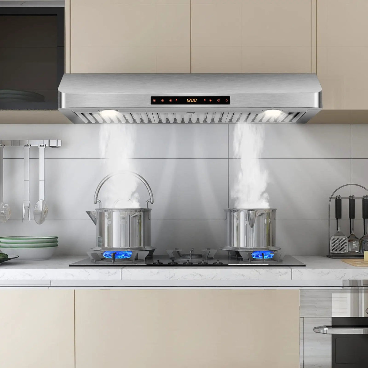 35.5/29.5 Inch Under Cabinet Range Hood 900 CFM Kitchen Vent with 4 Fan Speed by DirectDeals