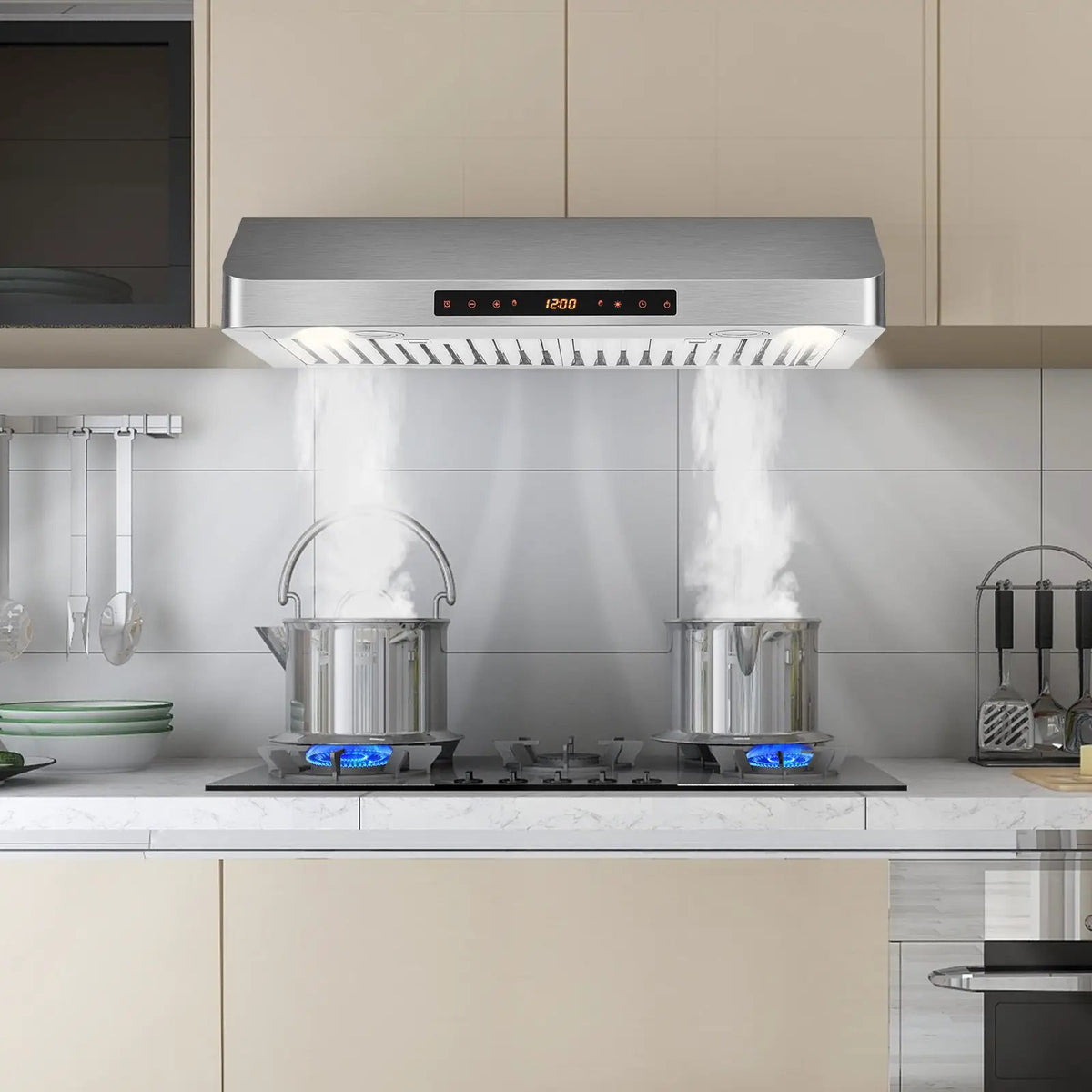 35.5/29.5 Inch Under Cabinet Range Hood 900 CFM Kitchen Vent with 4 Fan Speed by DirectDeals