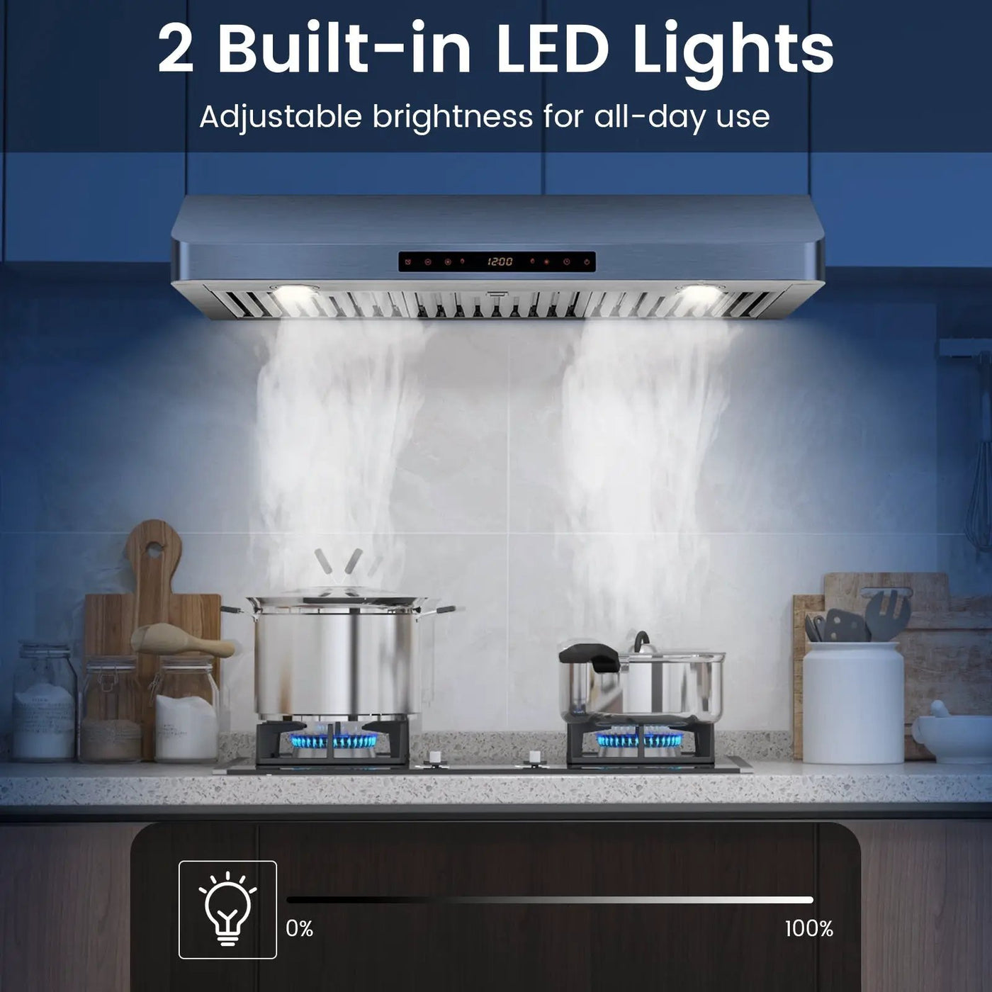 35.5/29.5 Inch Under Cabinet Range Hood 900 CFM Kitchen Vent with 4 Fan Speed by DirectDeals
