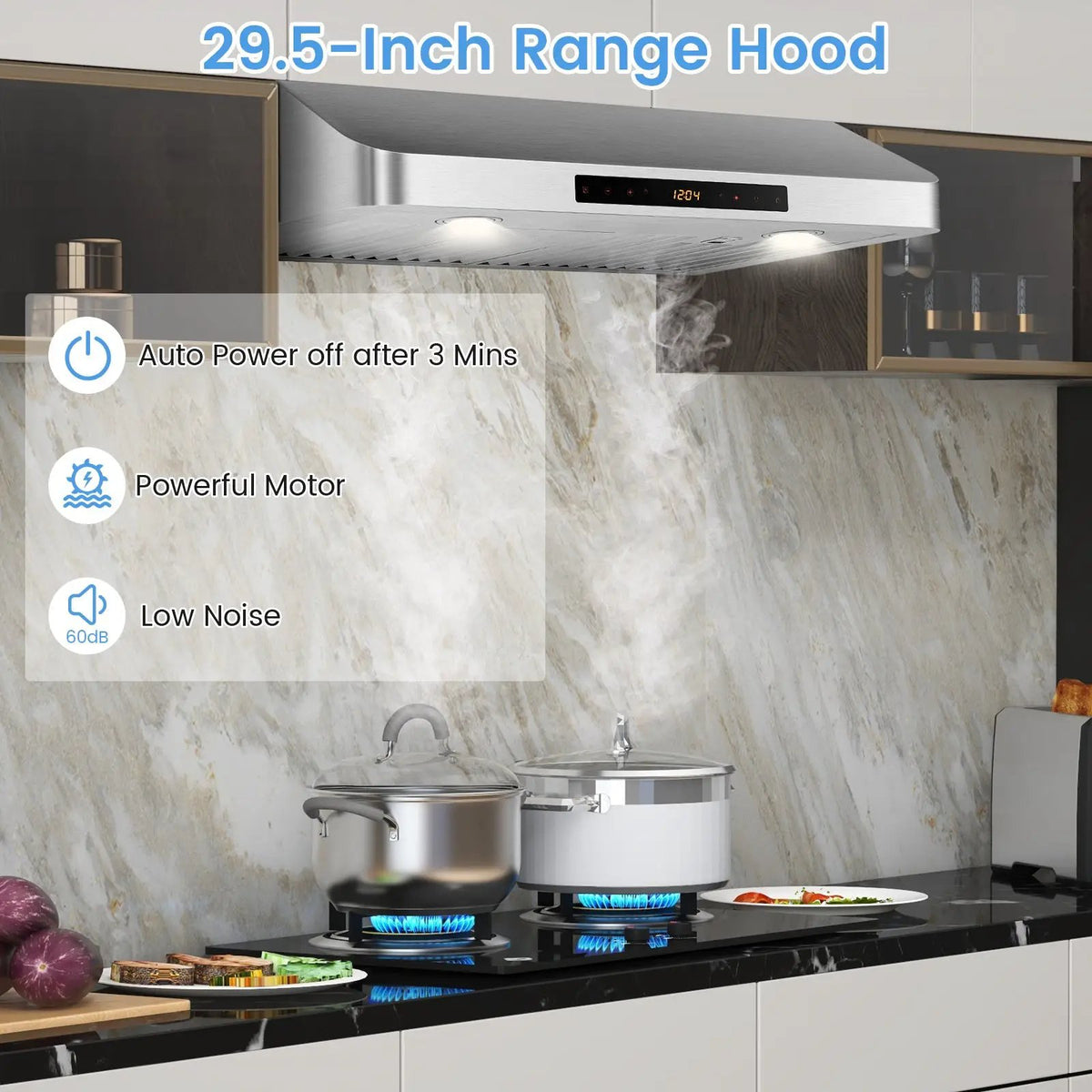 35.5/29.5 Inch Under Cabinet Range Hood 900 CFM Kitchen Vent with 4 Fan Speed by DirectDeals