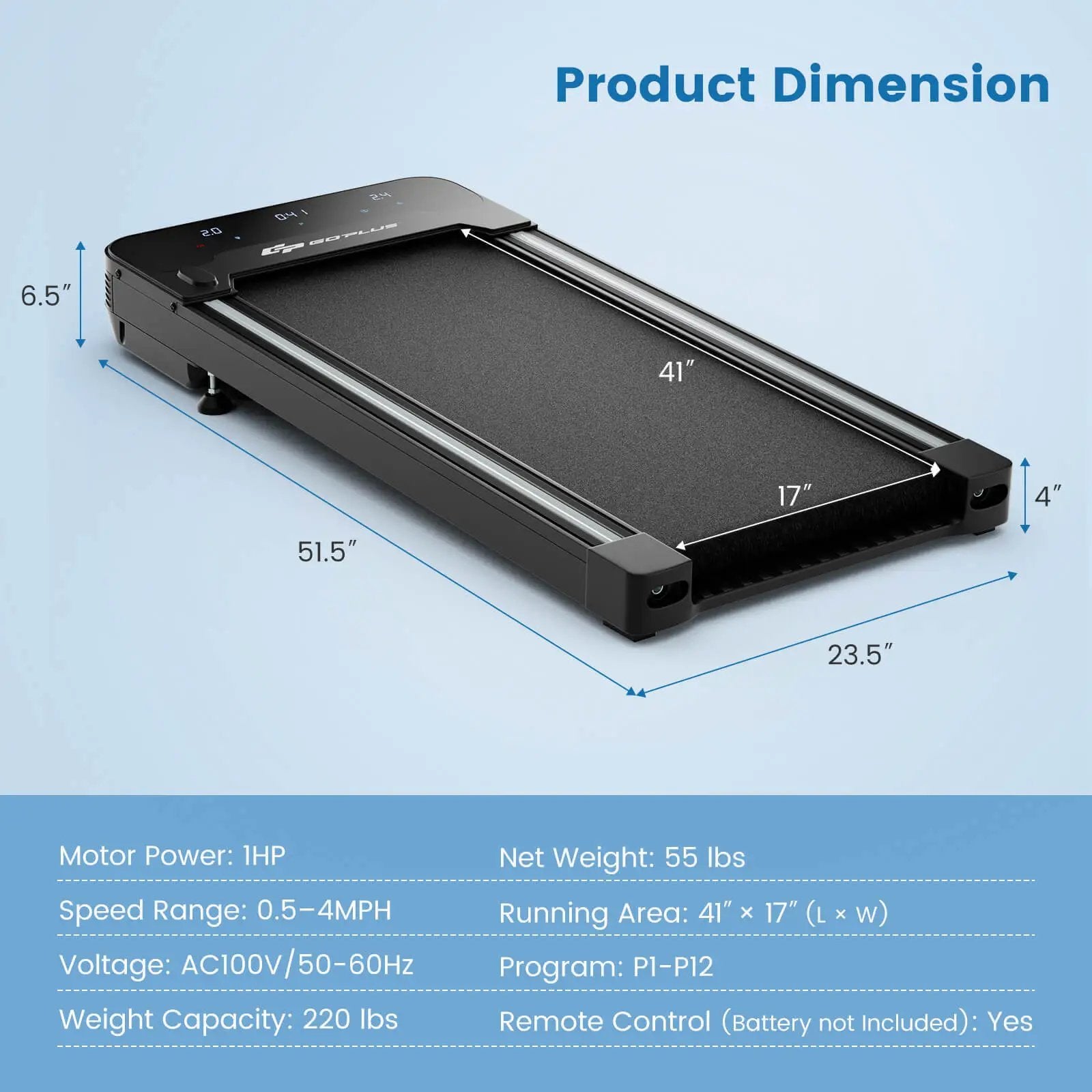 Under Desk Walking Pad Treadmill with Touchable LED Display by DirectDeals
