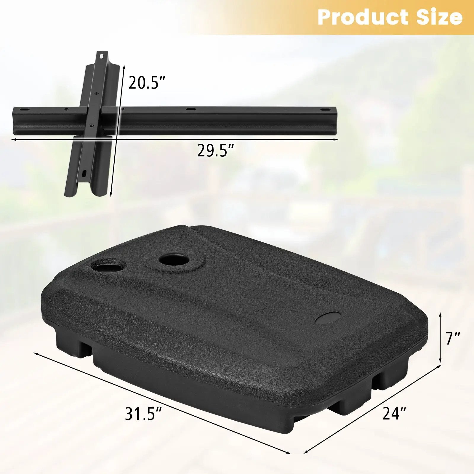 Fillable Universal Offset Umbrella Base with Cross Base and Wheels-Black by DirectDeals