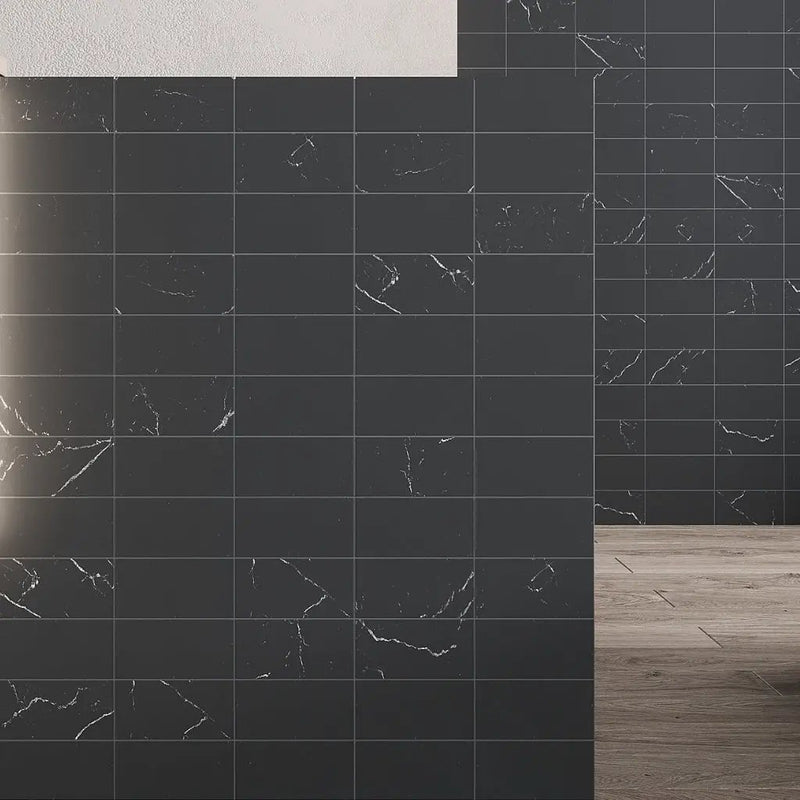 Eastern Black 3x6 Honed Subway Marble Tile (40 pack, 5 sq ft/case) by Apollo Tile