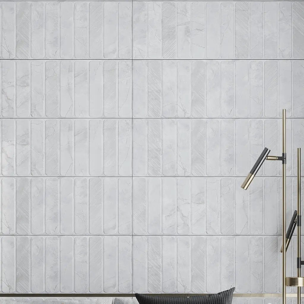 Light Grey White 16x48 Matte Ceramic Large Format Tile (3 pack, 15.5 sq ft/case) by Apollo Tile