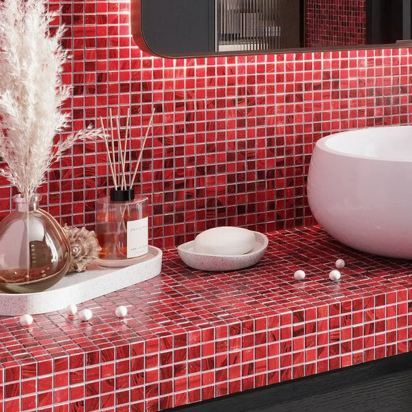 Ruby Red 12x12 Glossy Uniform Square Glass Mosaic Tile (20 pack, 20 sq ft/case)