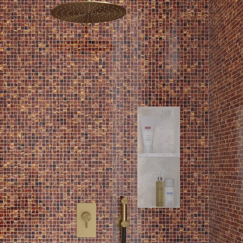 Brown Gold 12x12 Glossy Uniform Square Glass Mosaic Tile (20 pack, 20 sq ft/case) by Apollo Tile