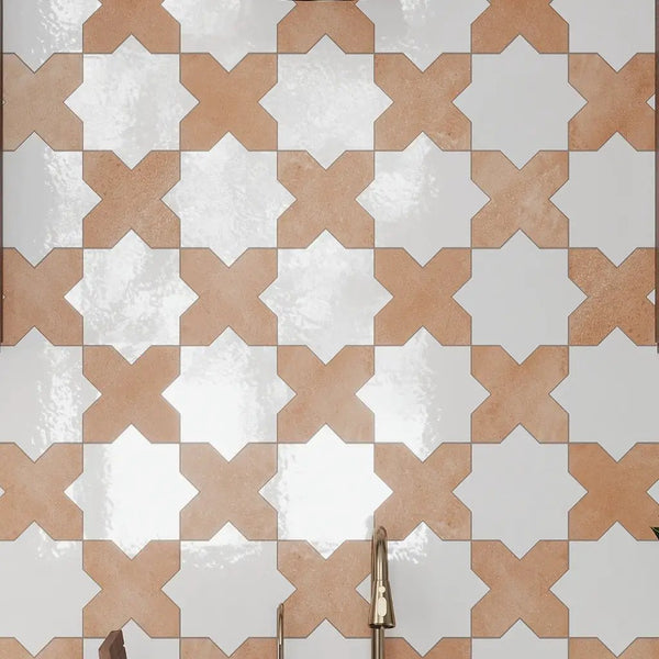 Pearl White 7x7 Glossy Star Porcelain Tile (16 pack, 6.46 sq ft/case)
