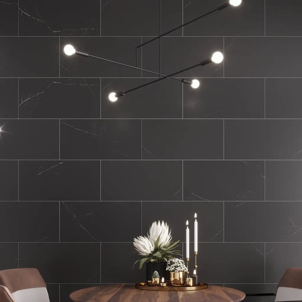 Eastern Black 12x24 Honed Rectangle, Brick Marble Large Format Tile (5 pack, 10 sq ft/case) by Apollo Tile