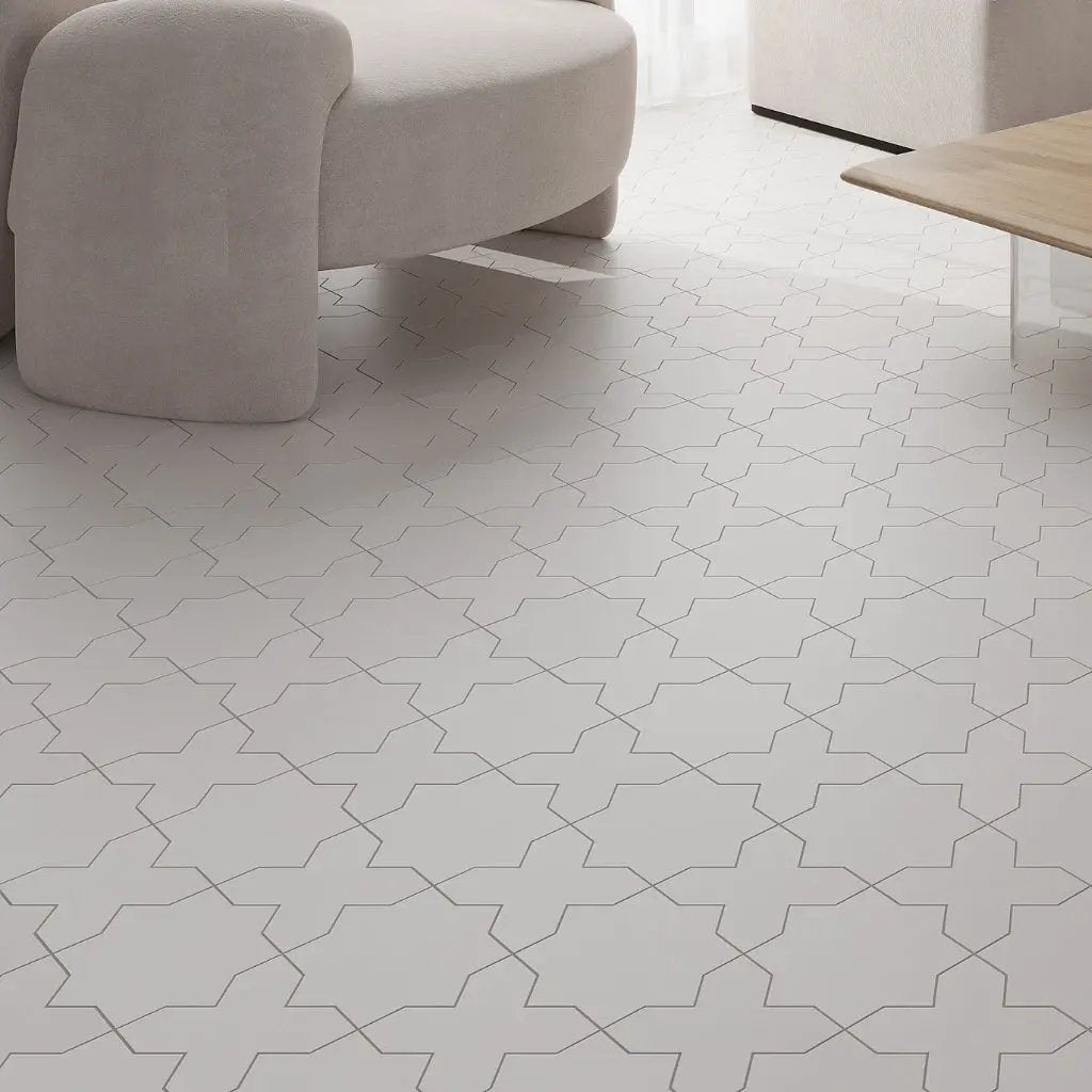 Light Gray 7x7 Matte Star Porcelain Tile (34 pack, 5.31 sq ft/case) by Apollo Tile