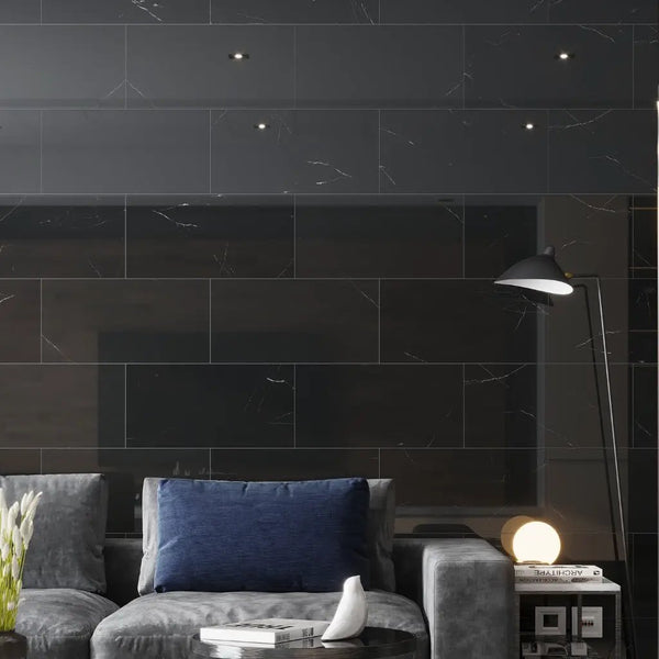 Eastern Black 12x24 Polished Rectangle, Brick Marble Large Format Tile (5 pack, 10 sq ft/case)