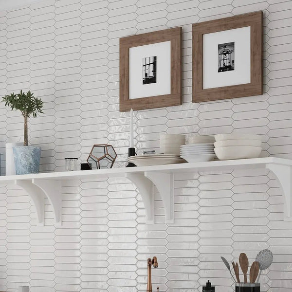 Pearl White 2x10 Glossy Picket Ceramic Tile (23 pack, 2.37 sq ft/case)
