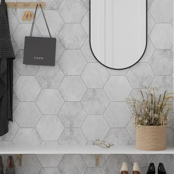 Soft White 9x11 Matte Hexagon Porcelain Tile (16 pack, 8.07 sq ft/case)