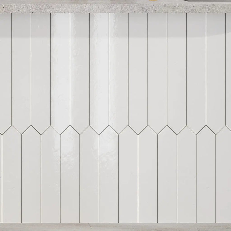 Pearl White 3x19 Glossy Picket Porcelain Tile (20 pack, 7.65 sq ft/case) by Apollo Tile