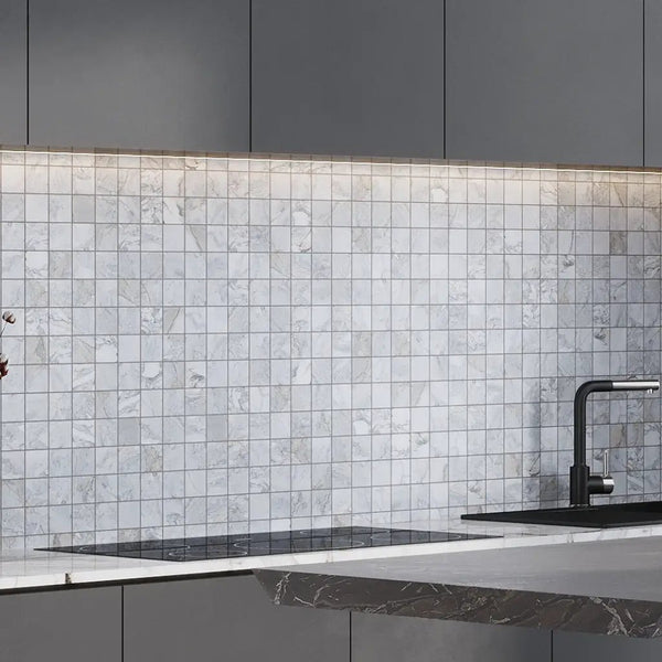 Pale Gray 12x12 Polished Square Porcelain Mosaic Tile (11 pack, 10.65 sq ft/case)