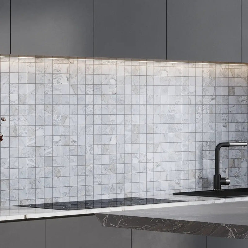 Pale Gray 12x12 Polished Square Porcelain Mosaic Tile (11 pack, 10.65 sq ft/case) by Apollo Tile