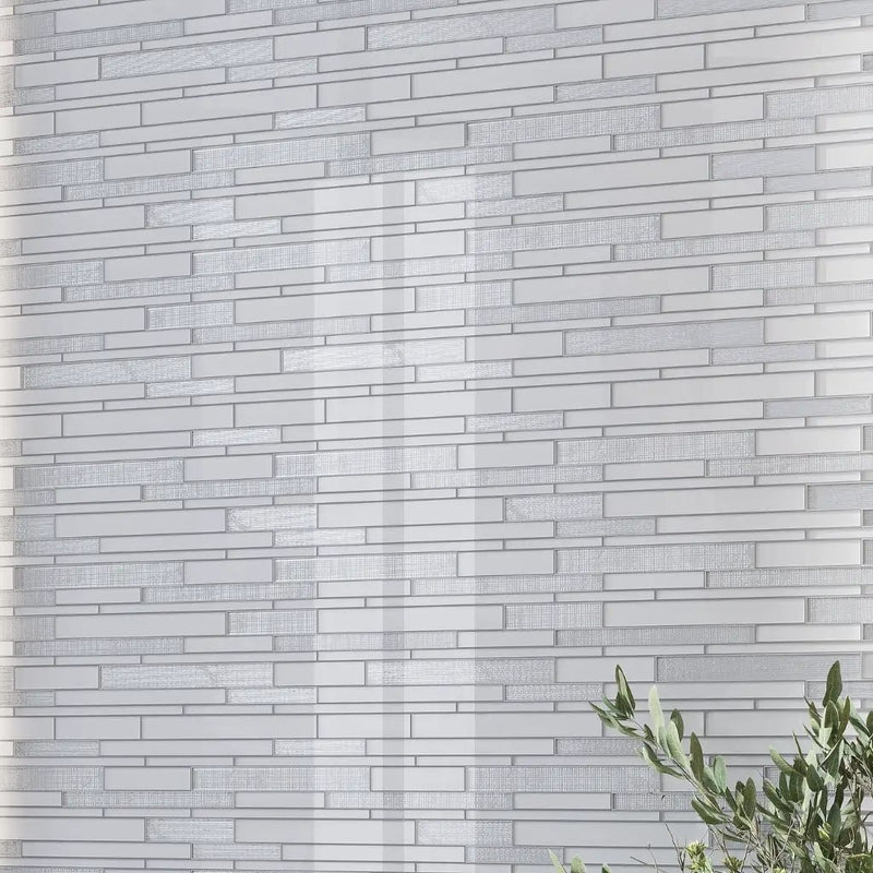 White 12x12 Glossy Matte Sticks Glass Mosaic Tile (5 pack, 5 sq ft/case) by Apollo Tile