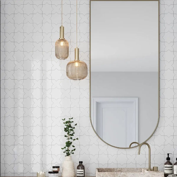 Pearl White 5x5 Glossy Star Ceramic Tile (27 pack, 5.37 sq ft/case)