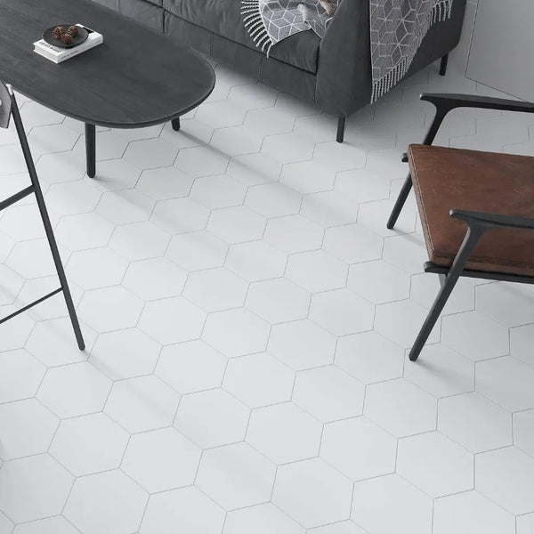 Snow White 10x10 Honed Hexagon Thassos Marble Tile (5 pack, 2.95 sq ft/case)