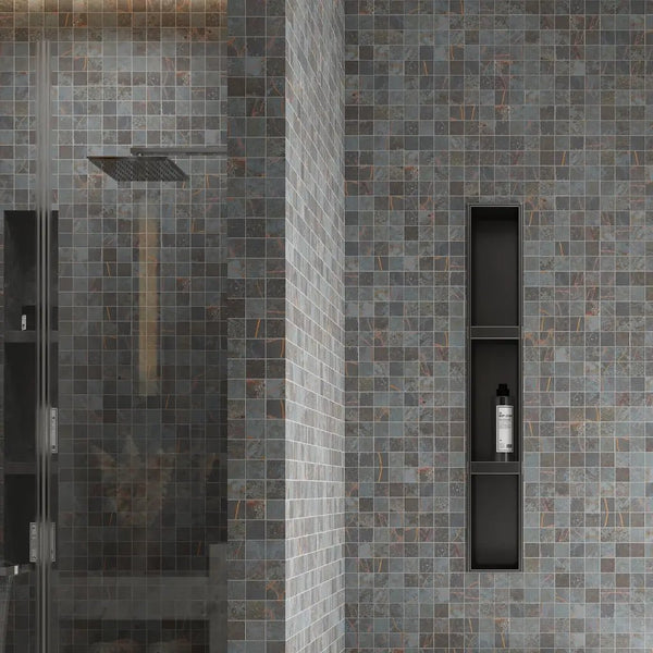 Dark Gray Blue Orange Vein 12x12 Matte Square Porcelain Mosaic Tile (11 pack, 10.76 sq ft/case)