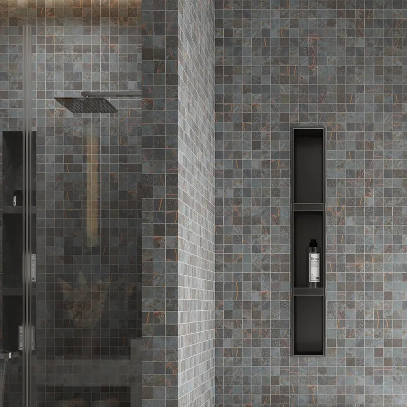 Dark Gray Blue Orange Vein 12x12 Matte Square Porcelain Mosaic Tile (11 pack, 10.76 sq ft/case) by Apollo Tile