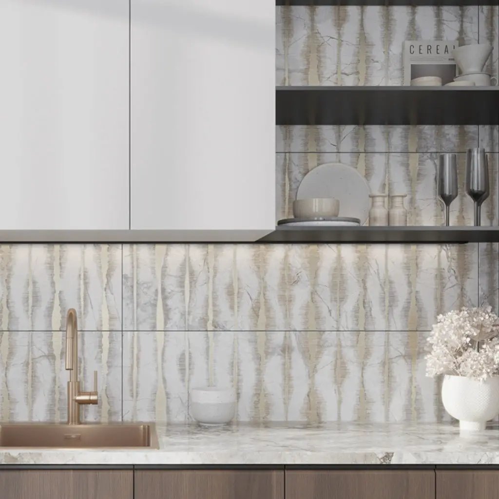 Cream beige Crisp White 24x48 Polished Porcelain Large Format Tile (1 pack, 7.75 sq ft/case) by Apollo Tile