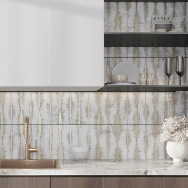 Cream beige Crisp White 24x48 Polished Porcelain Large Format Tile (1 pack, 7.75 sq ft/case)