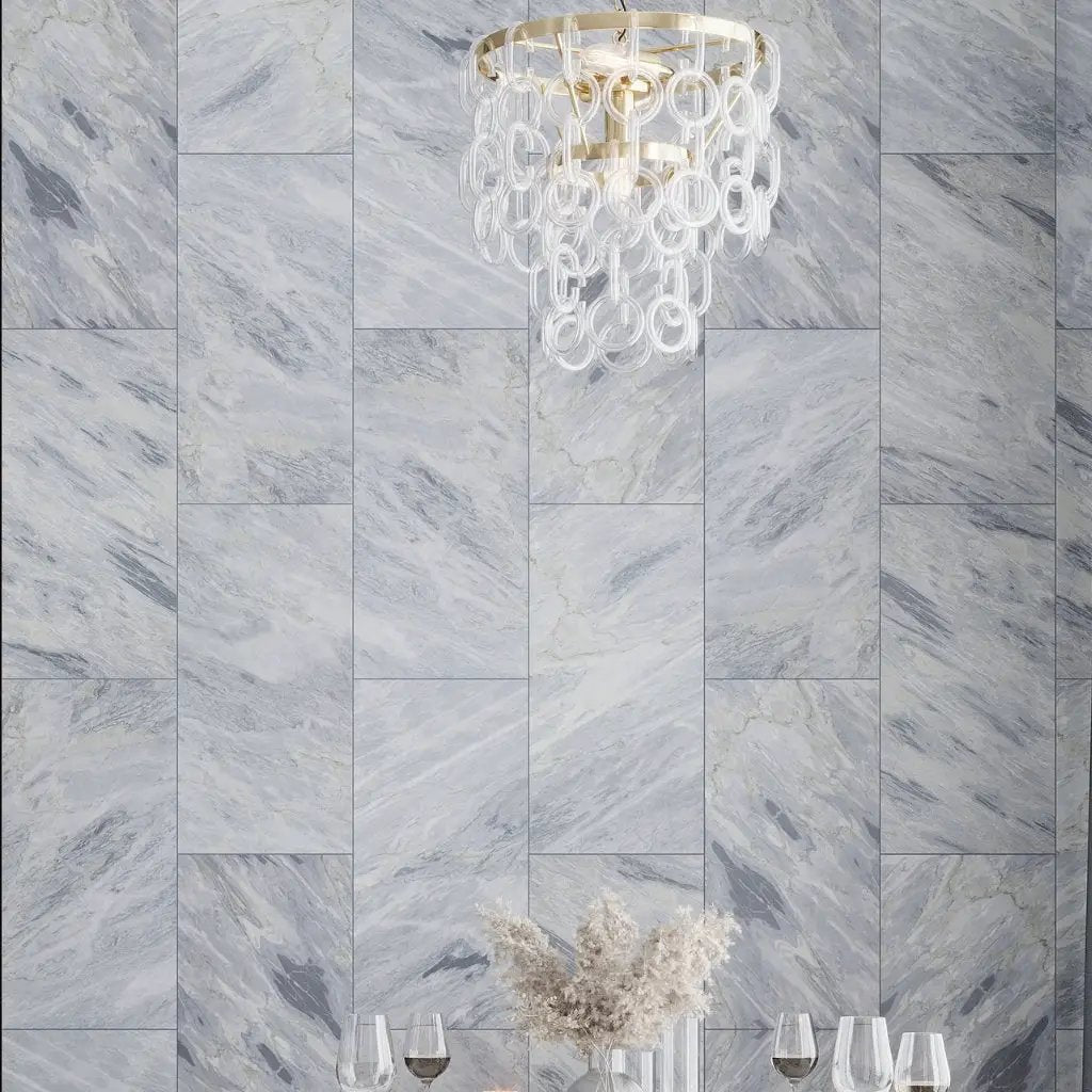Gray 12x24 Polished Calacatta Bluette Marble Large Format Tile (5 pack, 10 sq ft/case) by Apollo Tile