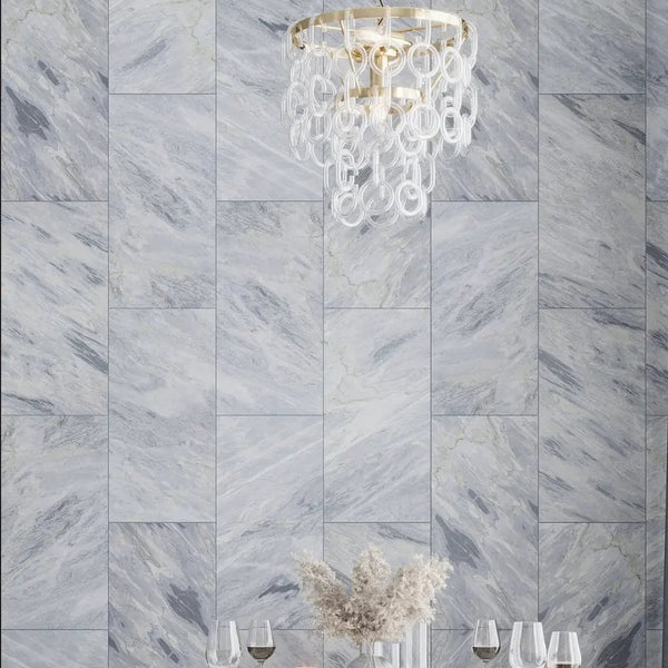 Gray 12x24 Polished Calacatta Bluette Marble Large Format Tile (5 pack, 10 sq ft/case)
