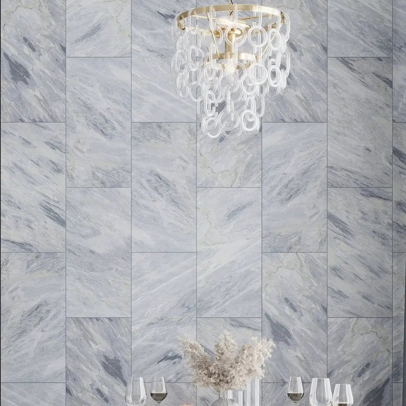 Gray 12x24 Polished Calacatta Bluette Marble Large Format Tile (5 pack, 10 sq ft/case) by Apollo Tile