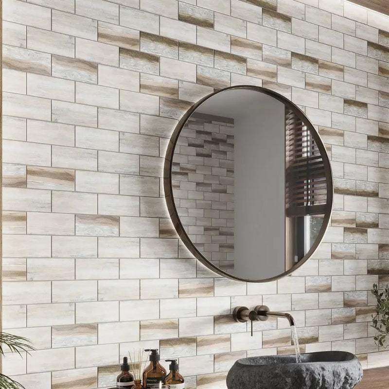 Beige 12x12 Matte Brick Recycled Glass Mosaic Tile (10 pack, 9.18 sq ft/case) by Apollo Tile