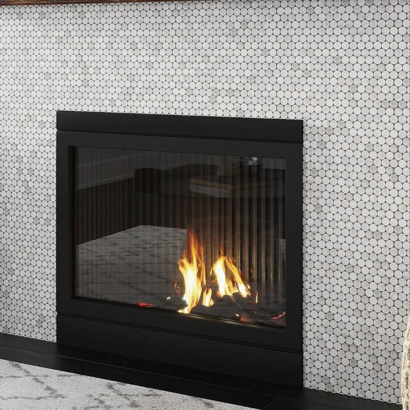 White 11x12 Polished Penny Round Bianco Carrara Marble Mosaic Tile (5 pack, 4.82 sq ft/case) by Apollo Tile