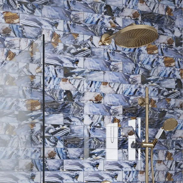 Brown Blue 3x12 Glossy Glass Subway Tile (20 pack, 5 sq ft/case)
