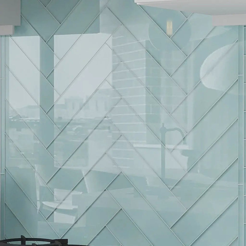 Blizzard Blue 3x12 Glossy Subway Glass Tile (20 pack, 5 sq ft/case) by Apollo Tile