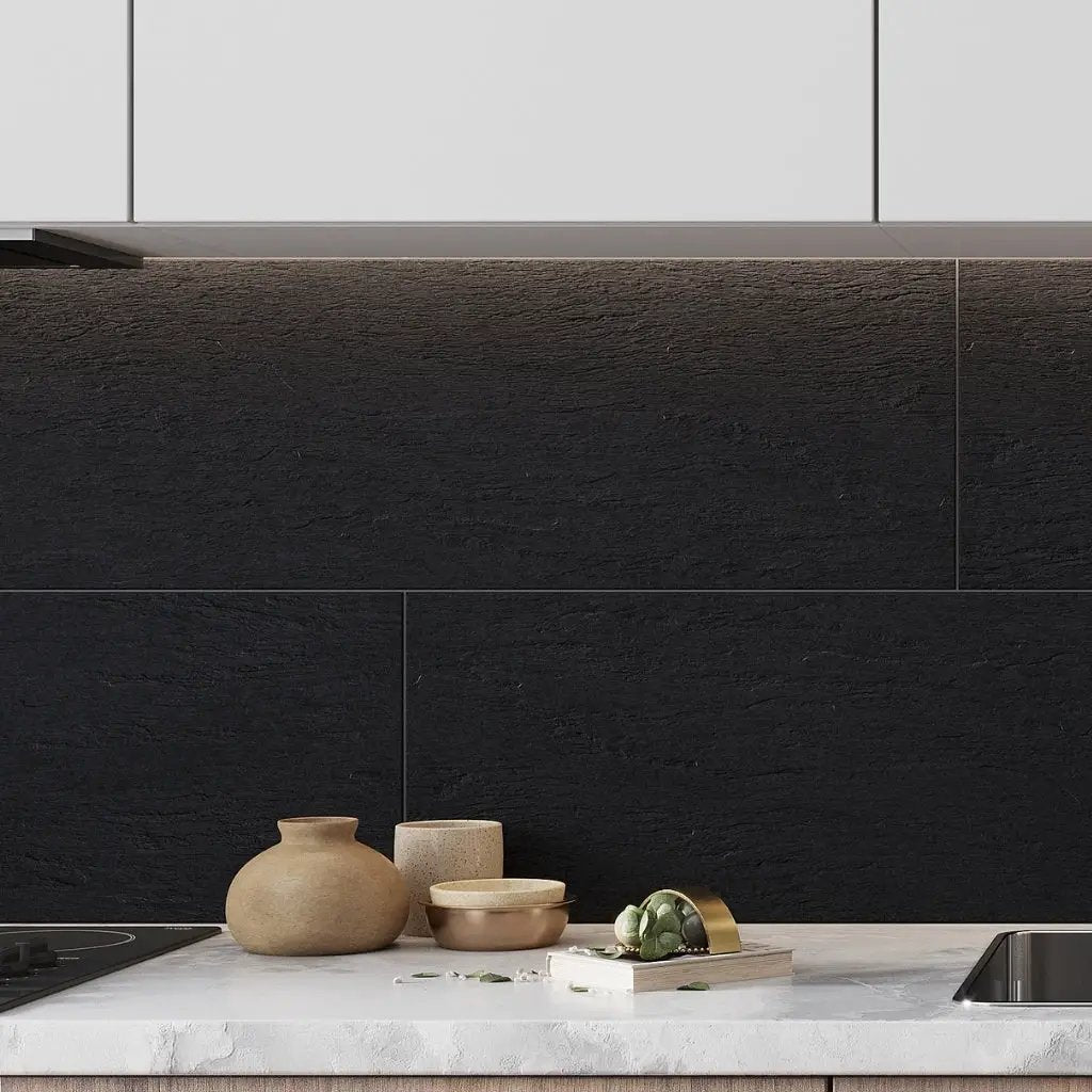 Black 12x36 Matte Ceramic Large Format Tile (4 pack, 11.62 sq ft/case) by Apollo Tile
