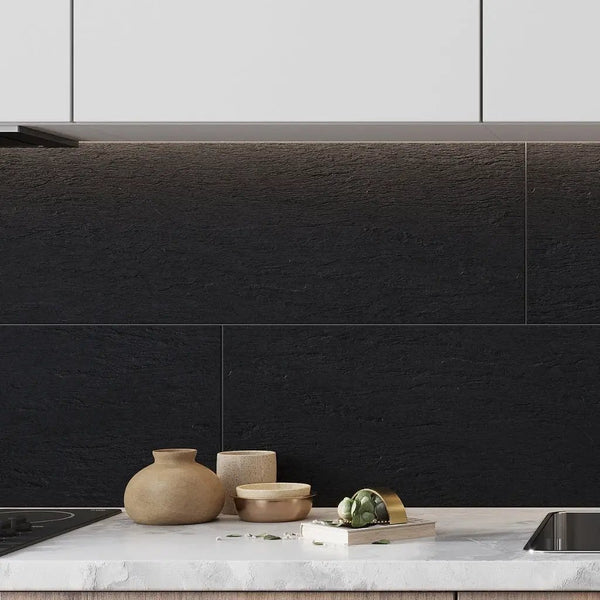 Black 12x36 Matte Ceramic Large Format Tile (4 pack, 11.62 sq ft/case)