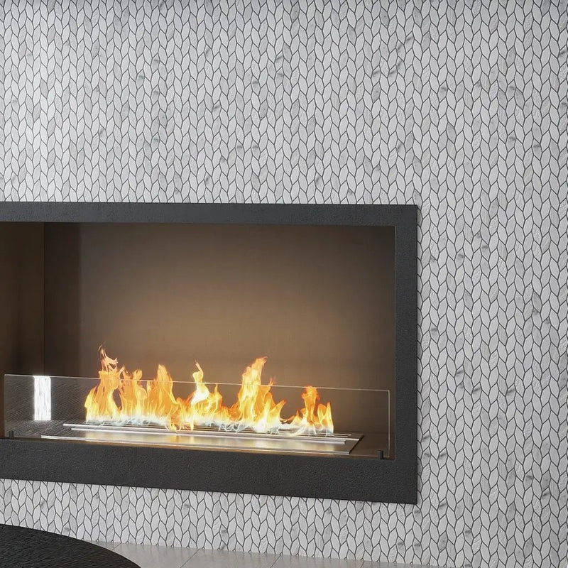 White Gray 12x12 Polished Etched Hexagon Bianco Carrara Marble Mosaic Tile (5 pack, 4.92 sq ft/case) by Apollo Tile