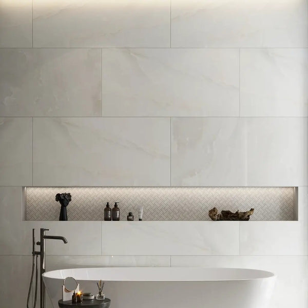 Alabaster White 24x48 Lappato Porcelain Large Format Tile (2 pack, 15.5 sq ft/case)