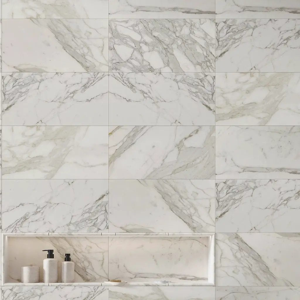 White Gray 12x24 Polished Field Calacatta Gold Marble Tile (5 pack, 10 sq ft/case) by Apollo Tile