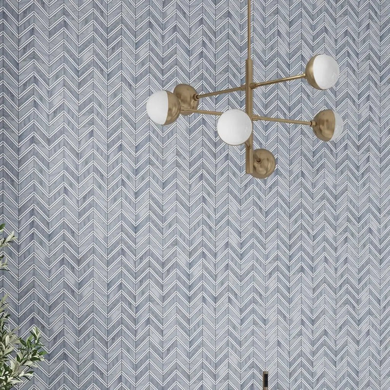 Flint Gray 11x12 Polished Herringbone Bardiglio Nuvolato Bianco Carrara Marble Mosaic Tile (5 pack, 4.51 sq ft/case) by Apollo Tile