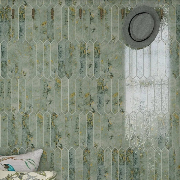 Moss Green 2x10 Glossy Picket Ceramic Tile (23 pack, 2.37 sq ft/case)