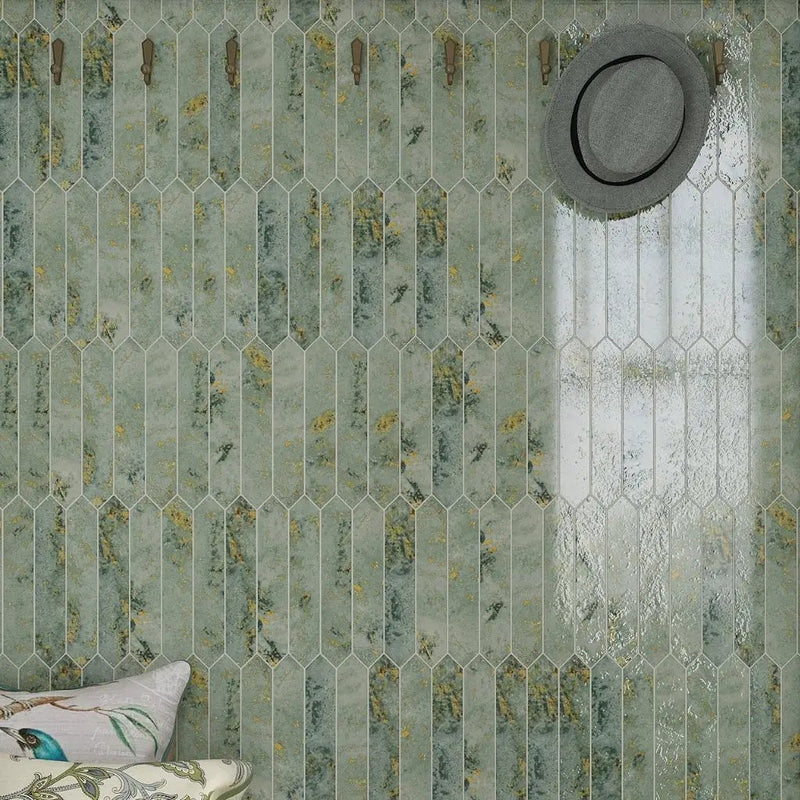 Moss Green 2x10 Glossy Picket Ceramic Tile (23 pack, 2.37 sq ft/case) by Apollo Tile