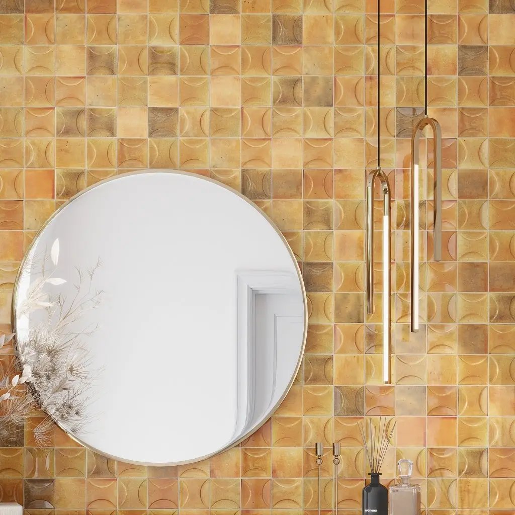 Honey Orange 4x4 Glossy Ceramic Square Deco Tile (50 pack, 5.39 sq ft/case) by Apollo Tile