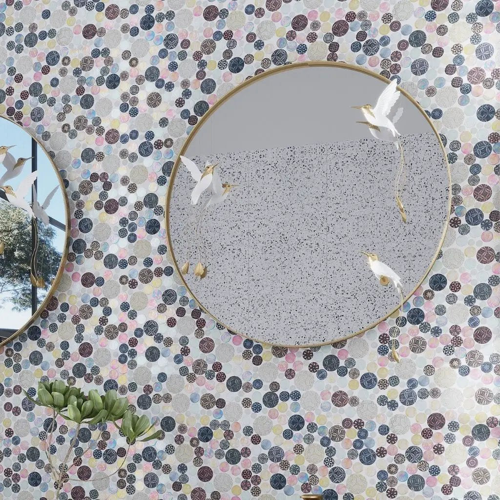 Multicolor 12x12 Glossy Textured Bubble Glass Resin Mosaic Tile (5 pack, 5 sq ft/case) by Apollo Tile