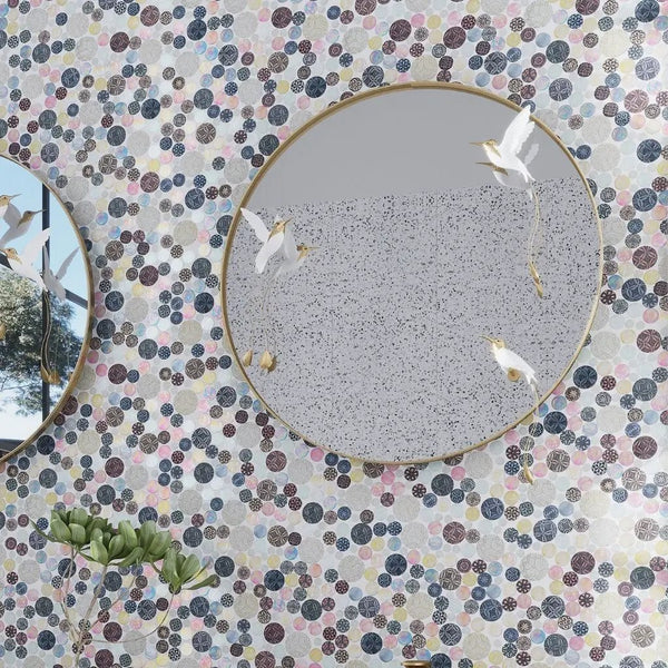 Multicolor 12x12 Glossy Textured Bubble Glass Resin Mosaic Tile (5 pack, 5 sq ft/case)