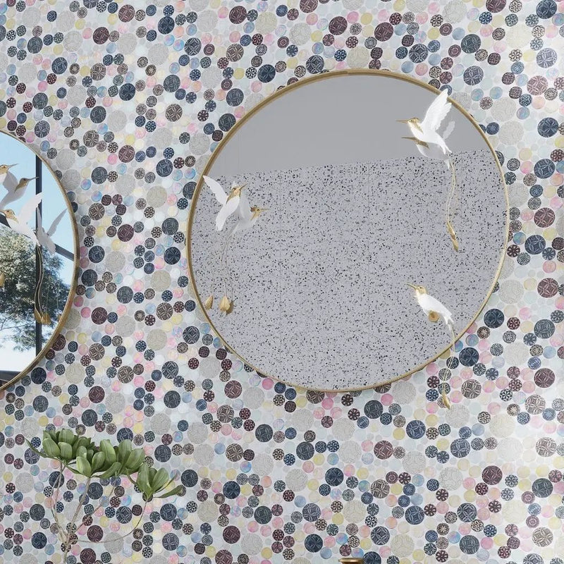 Multicolor 12x12 Glossy Textured Bubble Glass Resin Mosaic Tile (5 pack, 5 sq ft/case) by Apollo Tile