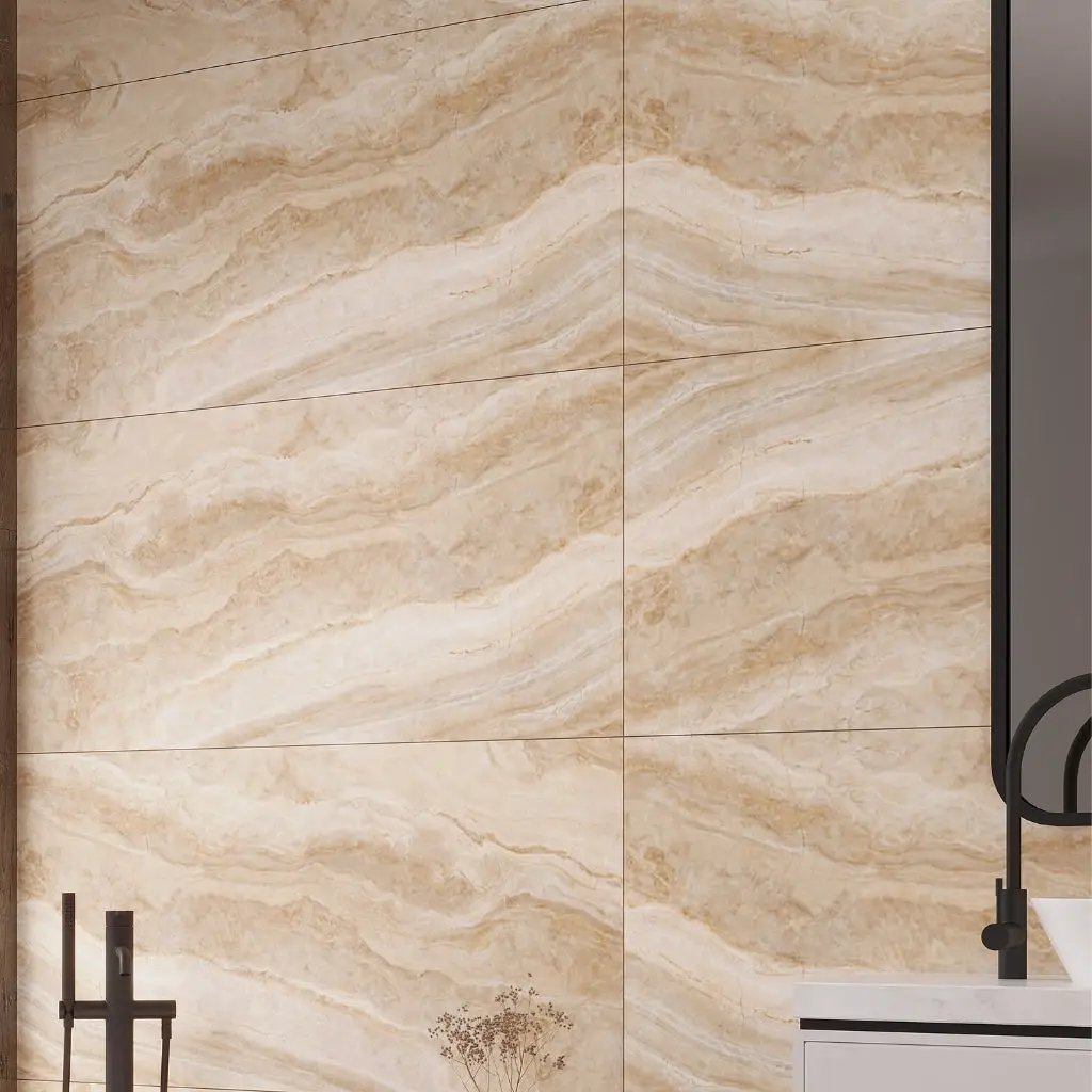 Beige 24x48 Polished Porcelain Large Format Tile (2 pack, 15.55 sq ft/case) by Apollo Tile